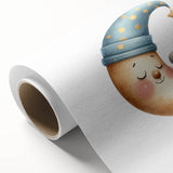 Playroom Wall Art - Sleeping Moon & Bear Kids Room Print