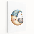 Playroom Wall Art - Sleeping Moon & Bear Kids Room Print