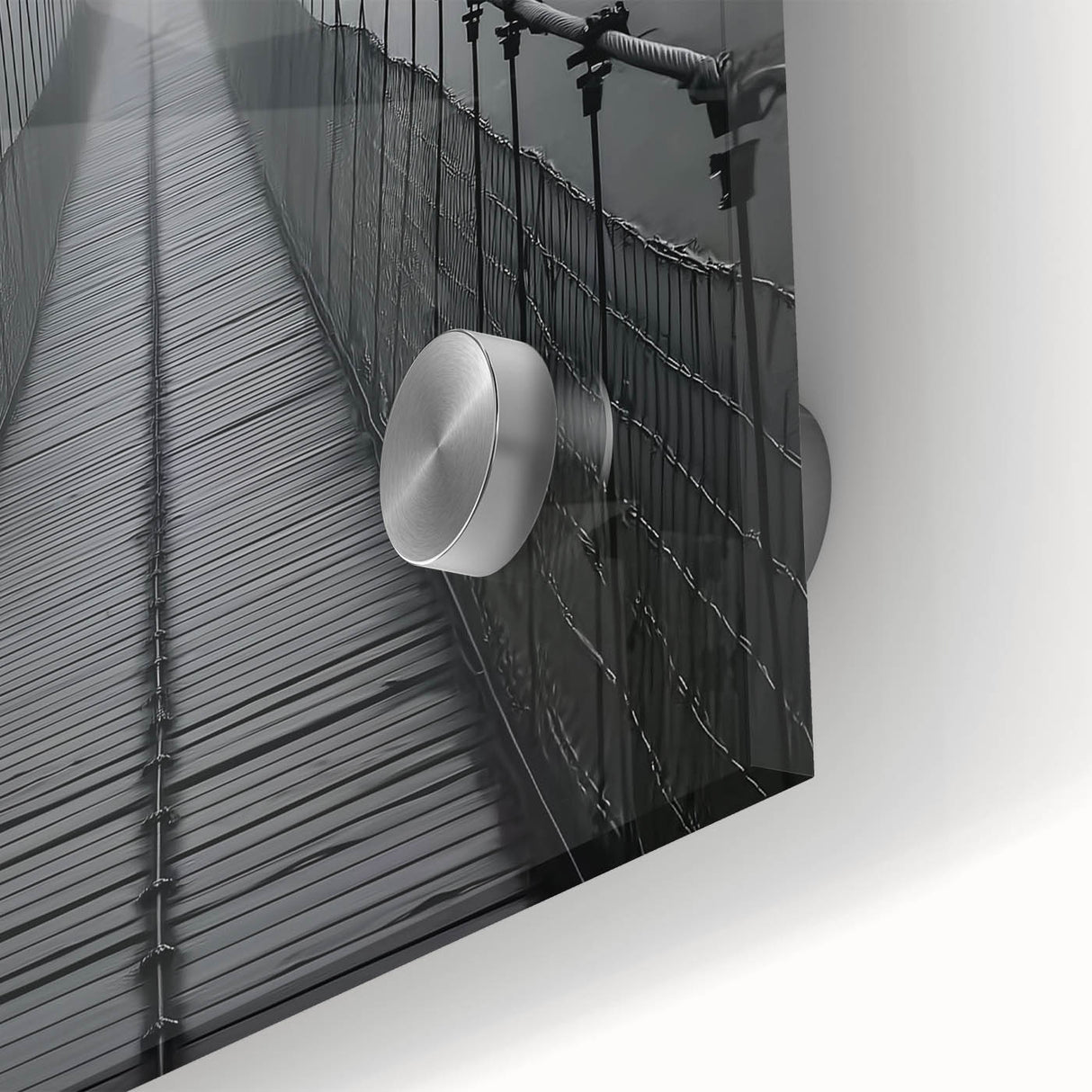 Close-up of a modern landscape bridge design crafted from acrylic glass, showcasing vibrant colors and intricate details, ideal for contemporary home decor.