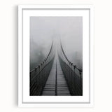 Landscape bridge frame with a white mat, showcasing a minimalistic front view design perfect for modern decor. Ideal for enhancing living spaces or office environments.