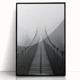 Framed acrylic artwork of a landscape bridge in a black frame, showcasing vibrant colors and intricate details, ideal for modern home decor or office settings.