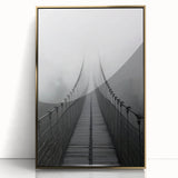 Framed acrylic artwork depicting a stunning landscape bridge scene with golden hues, showcasing intricate details and vibrant colors, perfect for enhancing any room's decor.