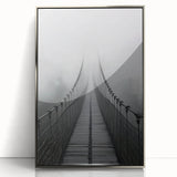 Framed acrylic artwork showcasing a stunning landscape bridge in silver tones, designed for modern decor. Ideal for enhancing interiors with sophistication and elegance.