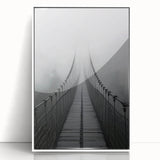 Framed acrylic artwork showcasing a modern landscape bridge design in vibrant colors, set against a white background, ideal for contemporary home decor.