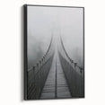 Framed canvas artwork depicting a serene landscape bridge in a black frame, showcasing vibrant colors and intricate details, ideal for home decor.