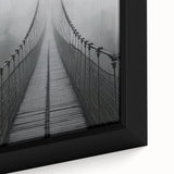 Close-up of a framed canvas artwork depicting a serene landscape bridge scene, highlighting intricate brush strokes and vibrant colors, perfect for home decor.