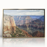 Framed acrylic artwork titled "Design 84," featuring a stunning landscape of canyons in rich gold and earthy tones, perfect for modern home decor.