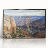 Framed acrylic landscape artwork showcasing vibrant silver canyons, ideal for modern home decor. The piece features intricate textures and striking colors, enhancing any interior space.