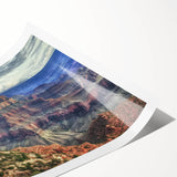 Stunning landscape print showcasing vibrant canyons in rich earth tones, elegantly rolled for easy display, perfect for enhancing home decor and art collections.