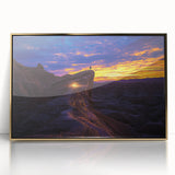 Framed acrylic artwork showcasing a stunning desert landscape in gold tones, ideal for modern home decor, adding warmth and elegance to any setting.