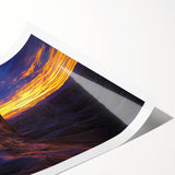 Desert landscape rolled print showcasing vibrant hues of orange and yellow, capturing the essence of arid beauty, ideal for home decor.