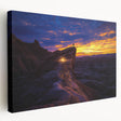 Desert landscape stretched canvas artwork showcasing vibrant hues of orange and gold with a side view emphasizing texture, perfect for enhancing modern decor.