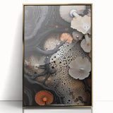 Large art print featuring natural close-up elements in gold tones, framed in acrylic, ideal for modern nursery decor.
