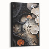 Black and white landscape art painting on framed canvas, featuring close-up natural elements, ideal for bedroom wall decor.