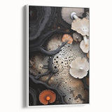 Vintage poster art of natural elements on a framed canvas in muted colors, ideal for living room decor.