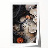 Extra large rolled print of close-up floral elements in natural tones, ideal for art wall dining room or classy bathroom.