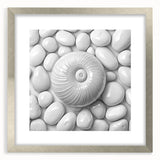 Textured art featuring abstract nature elements in muted earth tones, presented in a silver frame with mat.