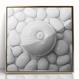 Large art print of a mid-century modernist nature scene in muted gold tones, framed in acrylic, ideal for nursery wall decor.