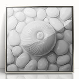 Mid-century modernist art featuring close-up nature elements in silver-framed acrylic, ideal for nursery wall art.