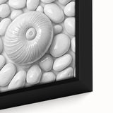 Close-up of textured black wall art featuring colorful abstract elements on a large framed canvas.