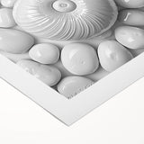 Art deco poster featuring a close-up of nature elements in muted green and brown tones, rolled canvas.