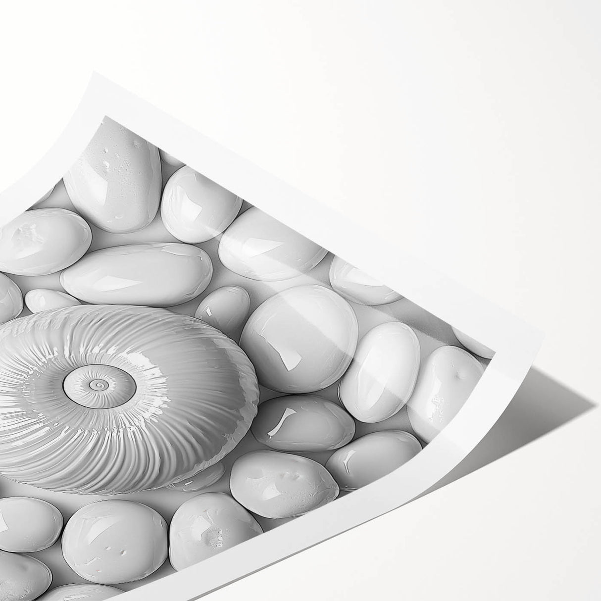 Extra large rolled print featuring line art flowers in black and white, ideal for large living room wall decor.