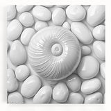 Large black and white photo of a close-up leaf pattern on stretched canvas, suitable for kitchen wall art.