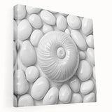 Close-up image of nature elements on a large stretched canvas, featuring rich green and brown tones.