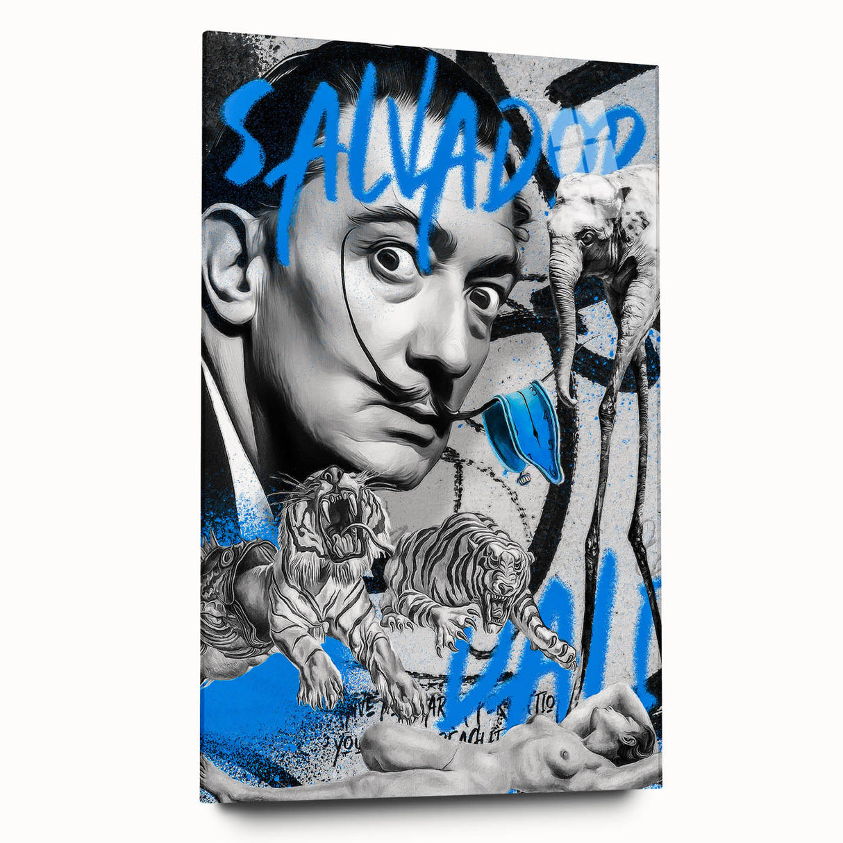 Surreal Pop Art Wall Art - Dali Canvas with Blue and Black