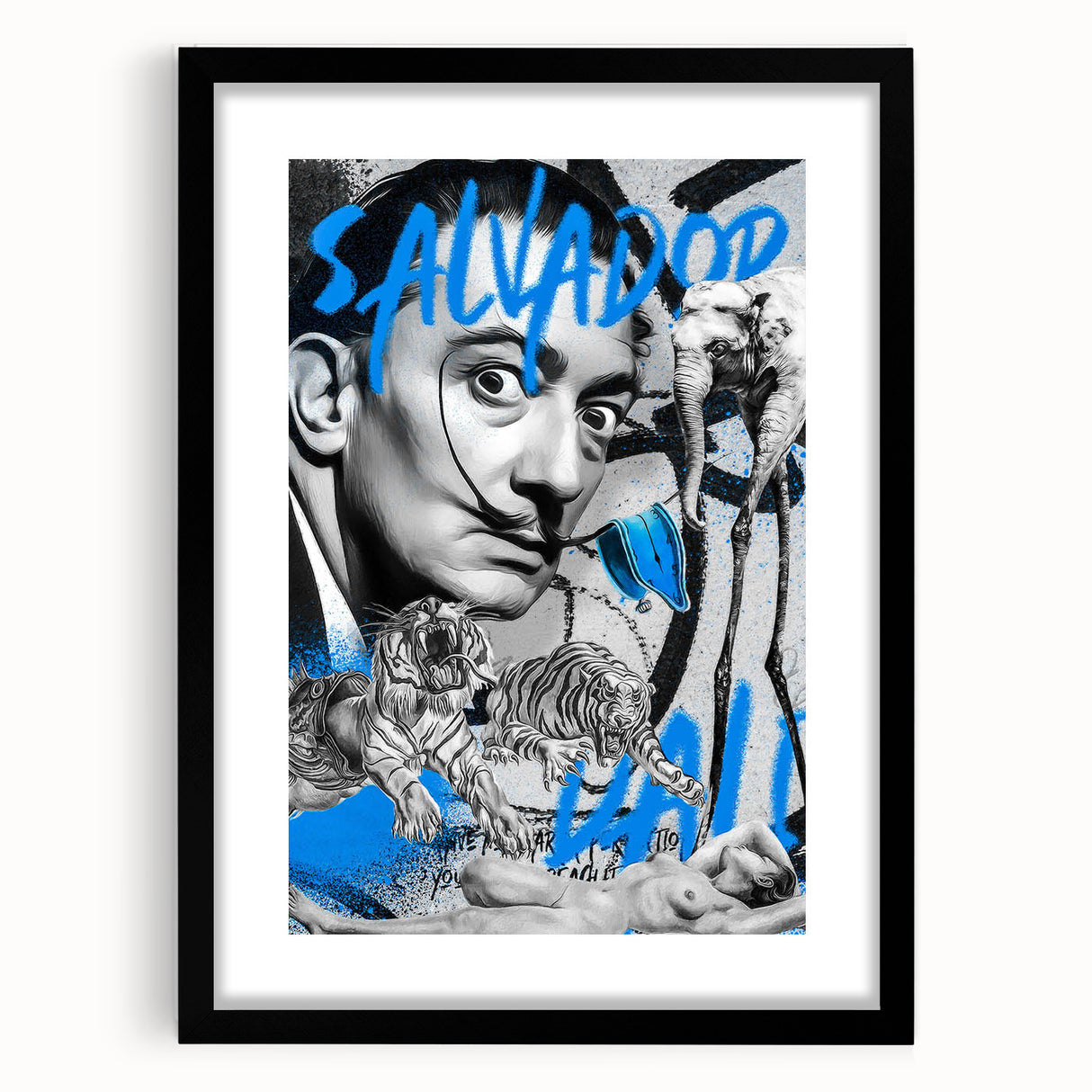 Surreal Pop Art Wall Art - Dali Canvas with Blue and Black