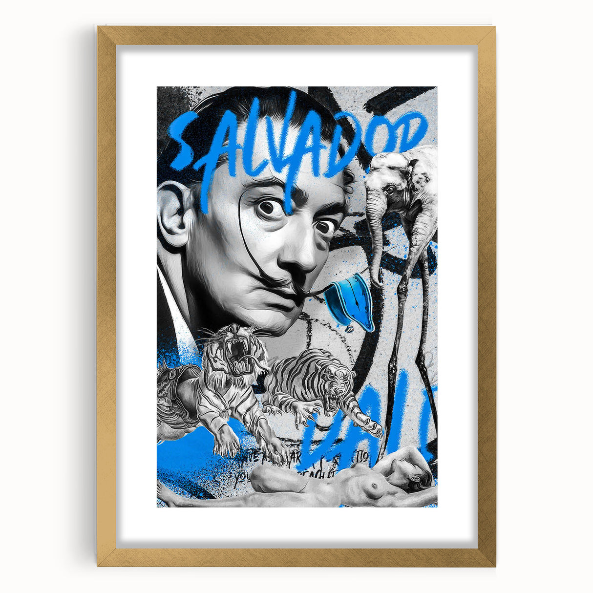 Surreal Pop Art Wall Art - Dali Canvas with Blue and Black