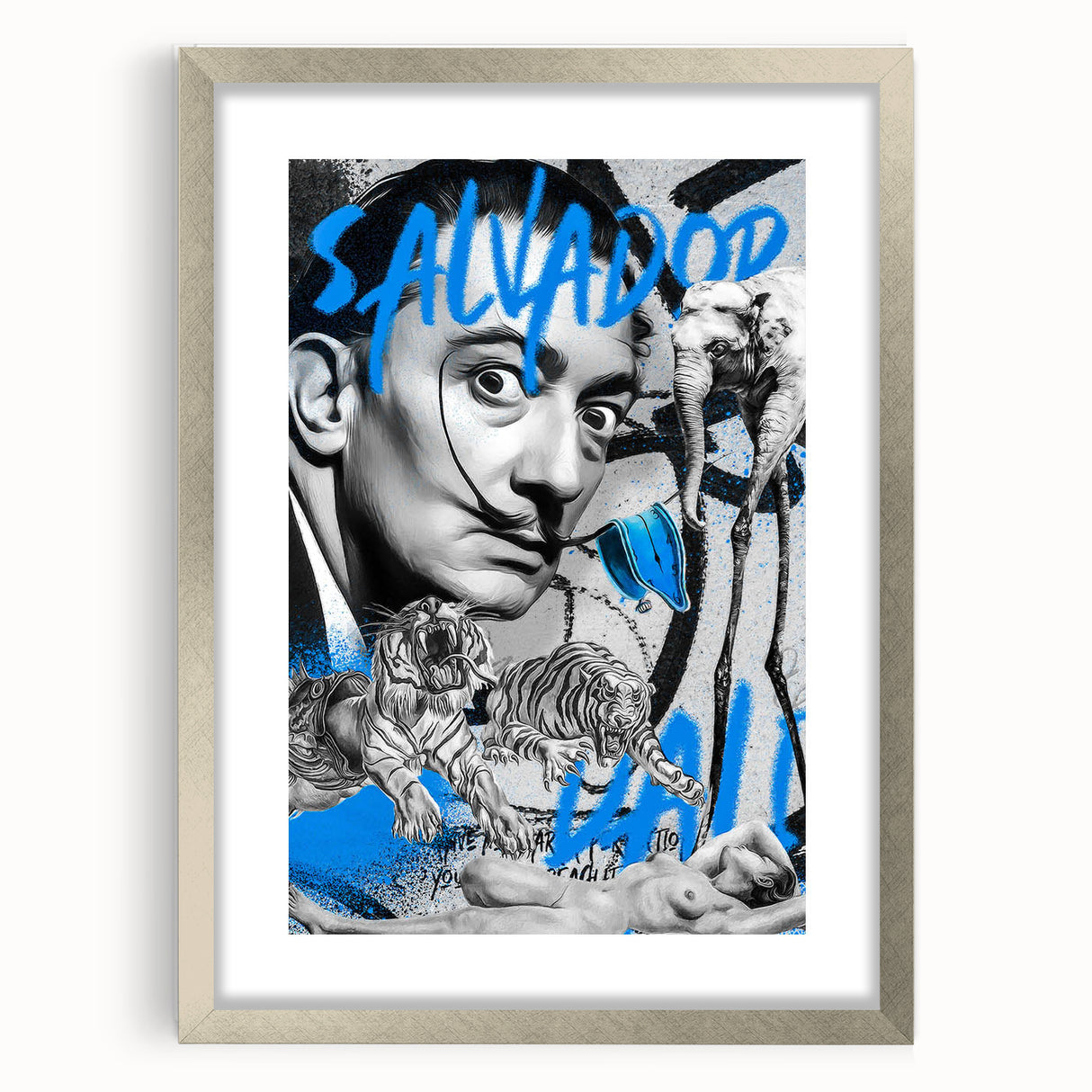 Surreal Pop Art Wall Art - Dali Canvas with Blue and Black