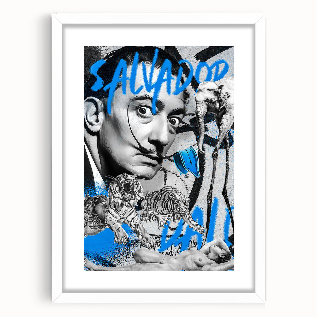 Surreal Pop Art Wall Art - Dali Canvas with Blue and Black