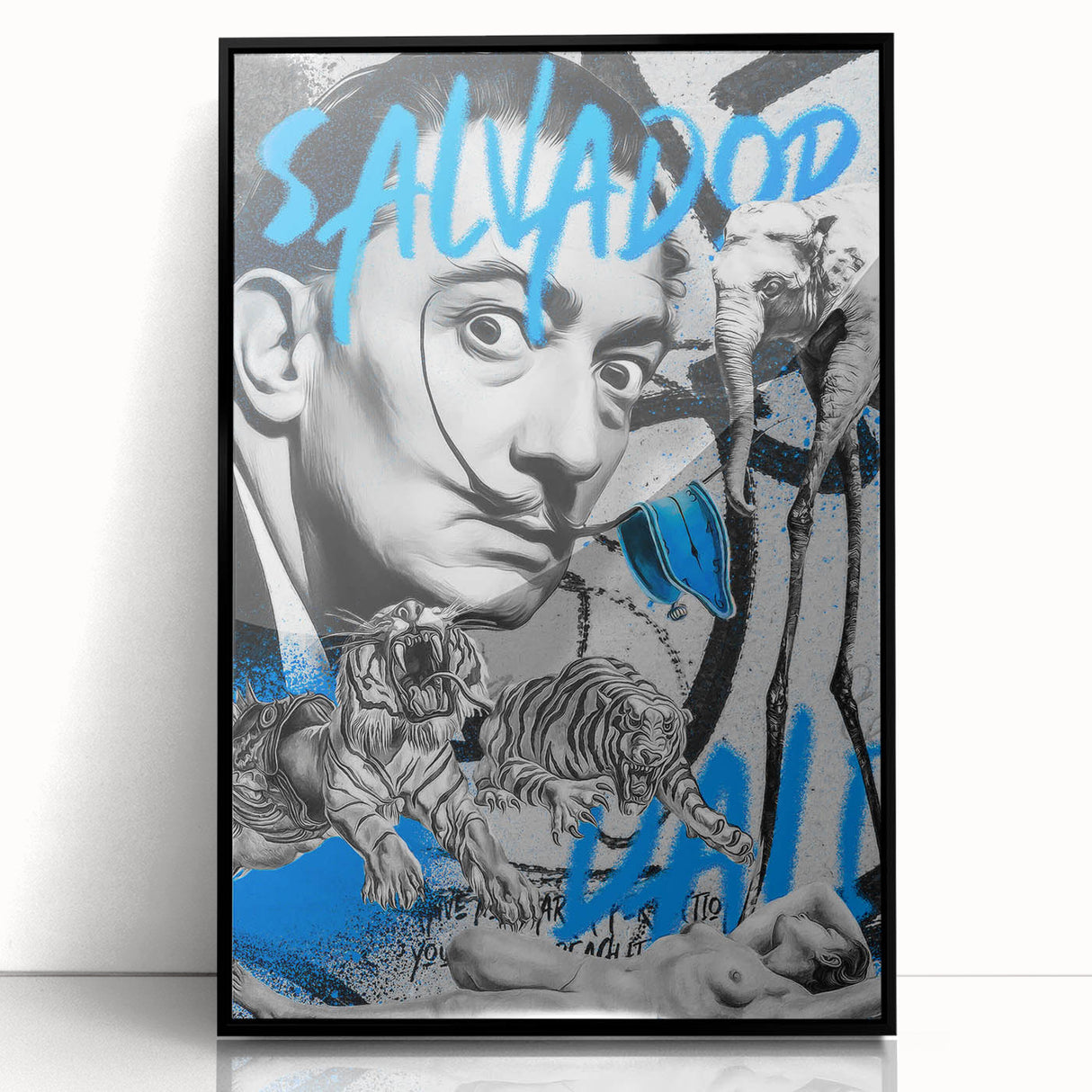 Surreal Pop Art Wall Art - Dali Canvas with Blue and Black