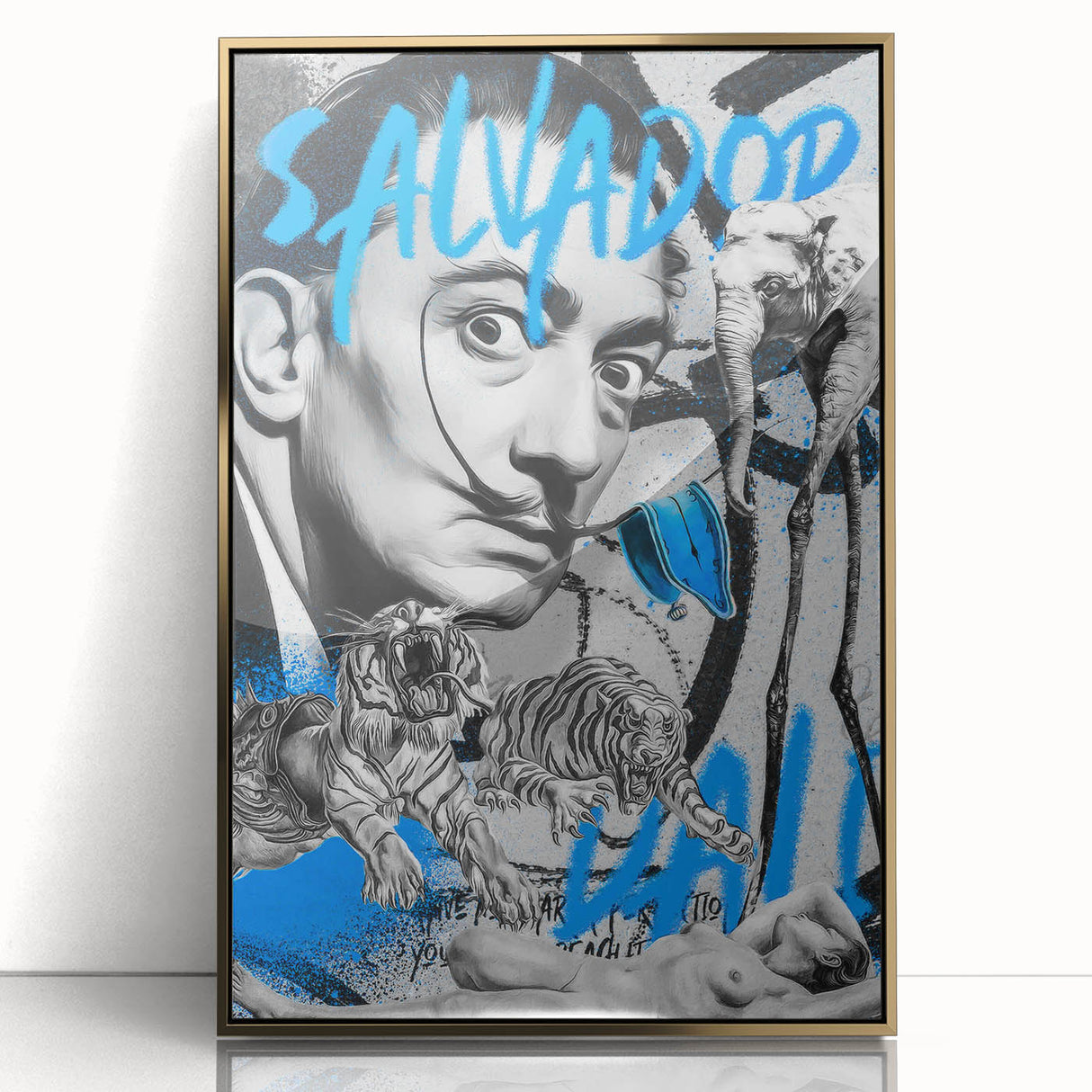 Surreal Pop Art Wall Art - Dali Canvas with Blue and Black