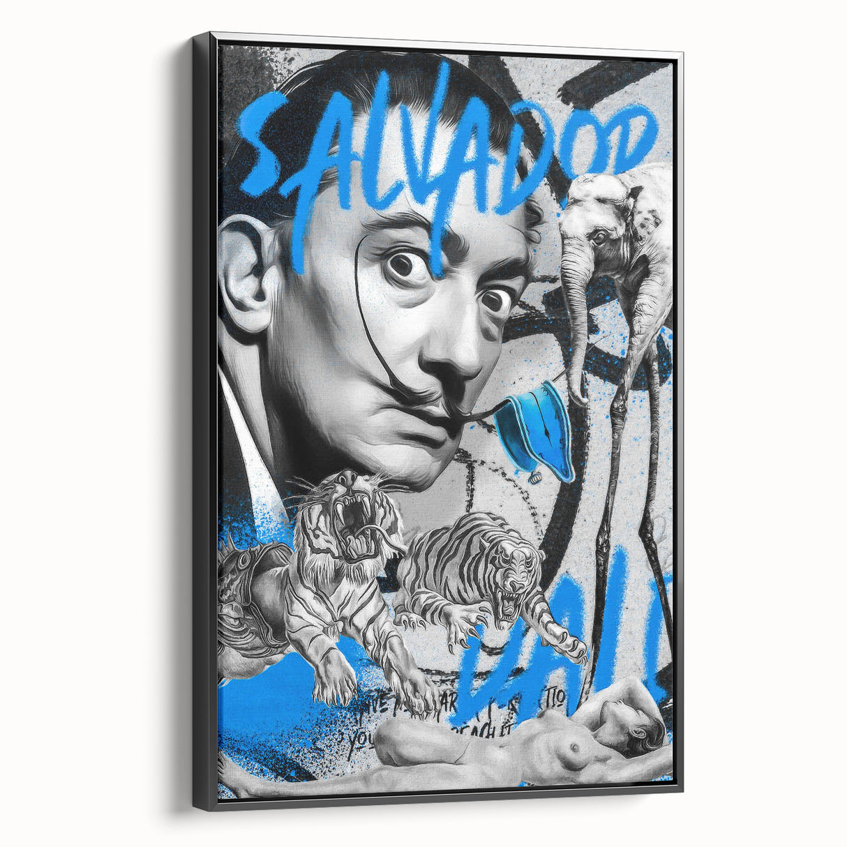 Surreal Pop Art Wall Art - Dali Canvas with Blue and Black