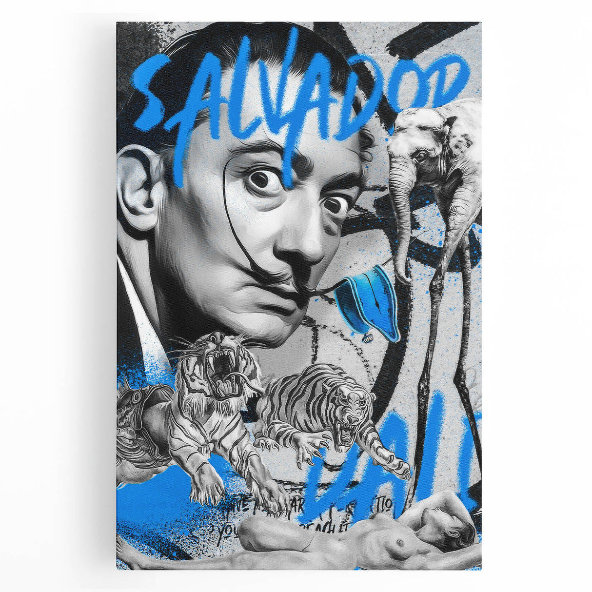 Surreal Pop Art Wall Art - Dali Canvas with Blue and Black