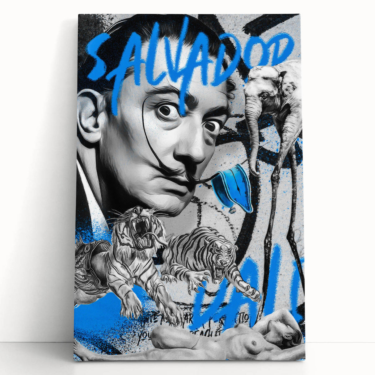 Surreal Pop Art Wall Art - Dali Canvas with Blue and Black