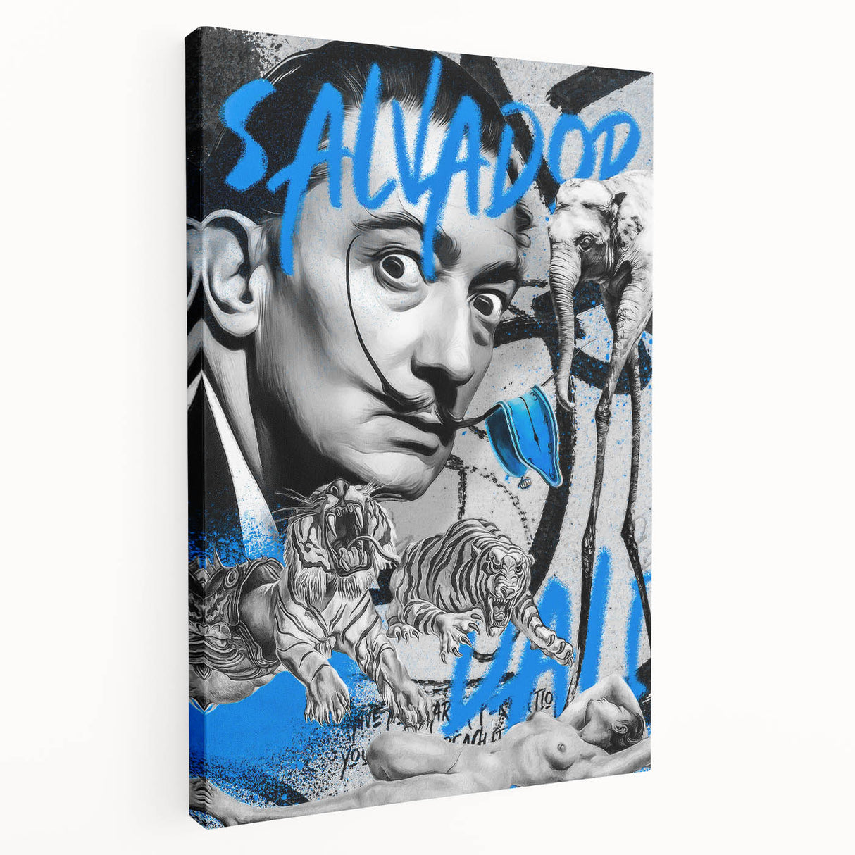 Surreal Pop Art Wall Art - Dali Canvas with Blue and Black