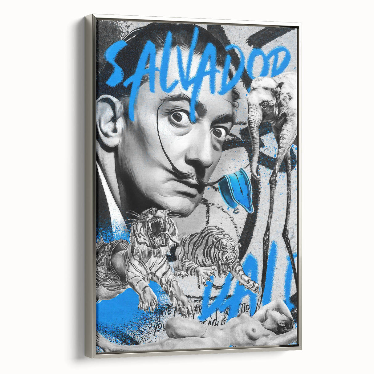 Surreal Pop Art Wall Art - Dali Canvas with Blue and Black