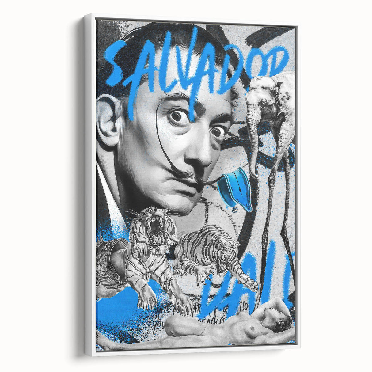 Surreal Pop Art Wall Art - Dali Canvas with Blue and Black
