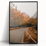 Large abstract wall art featuring autumnal shades on a framed acrylic, suitable for modern living room decor.