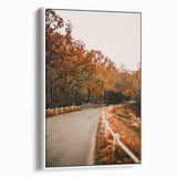 Vintage poster art featuring a colorful autumn scene on extra large framed canvas, ideal for living room decor.
