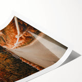 Extra large wall art featuring line art flowers in muted autumn tones on a rolled print, ideal for large living room decor.