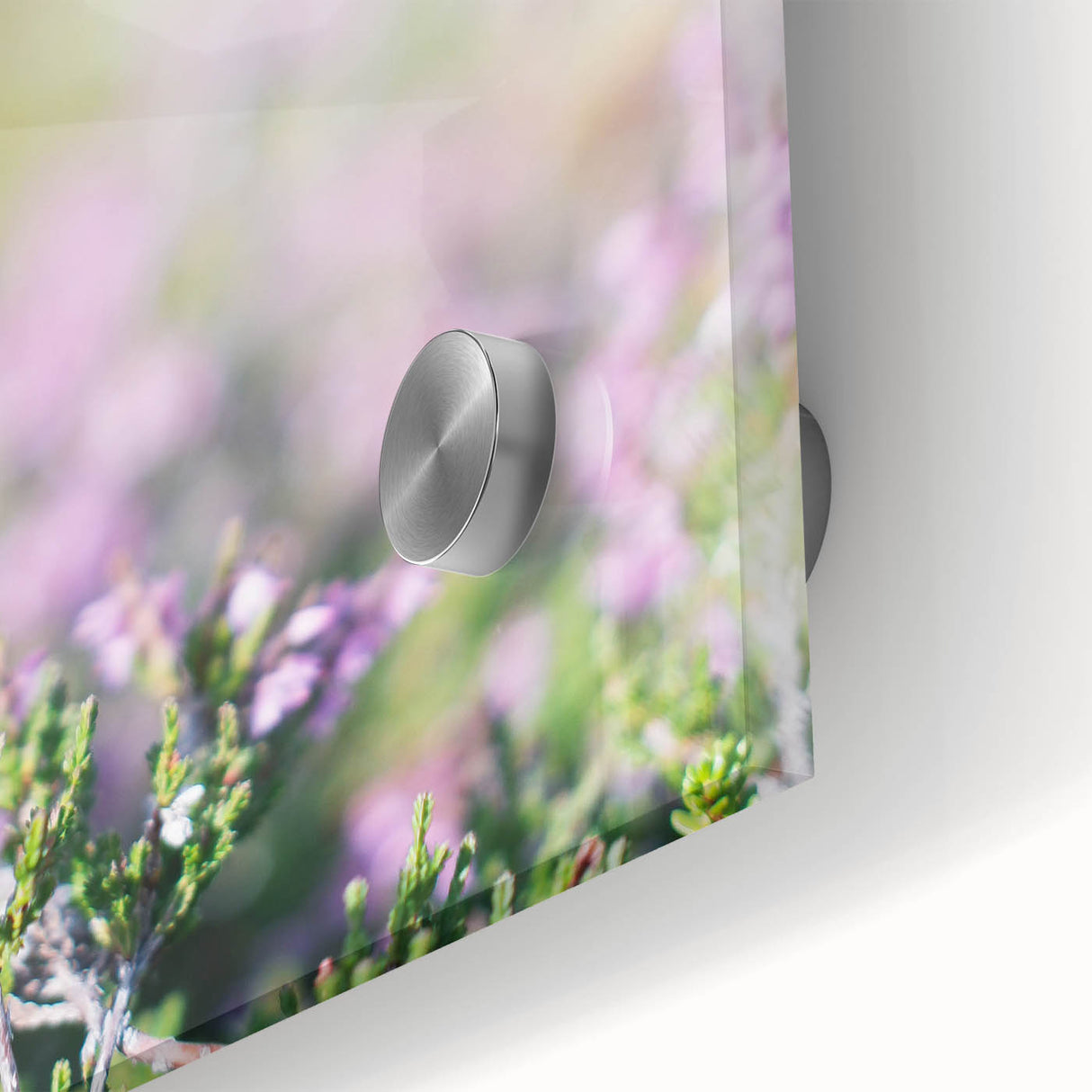 Large abstract wall art featuring spring-themed colors on acrylic glass.