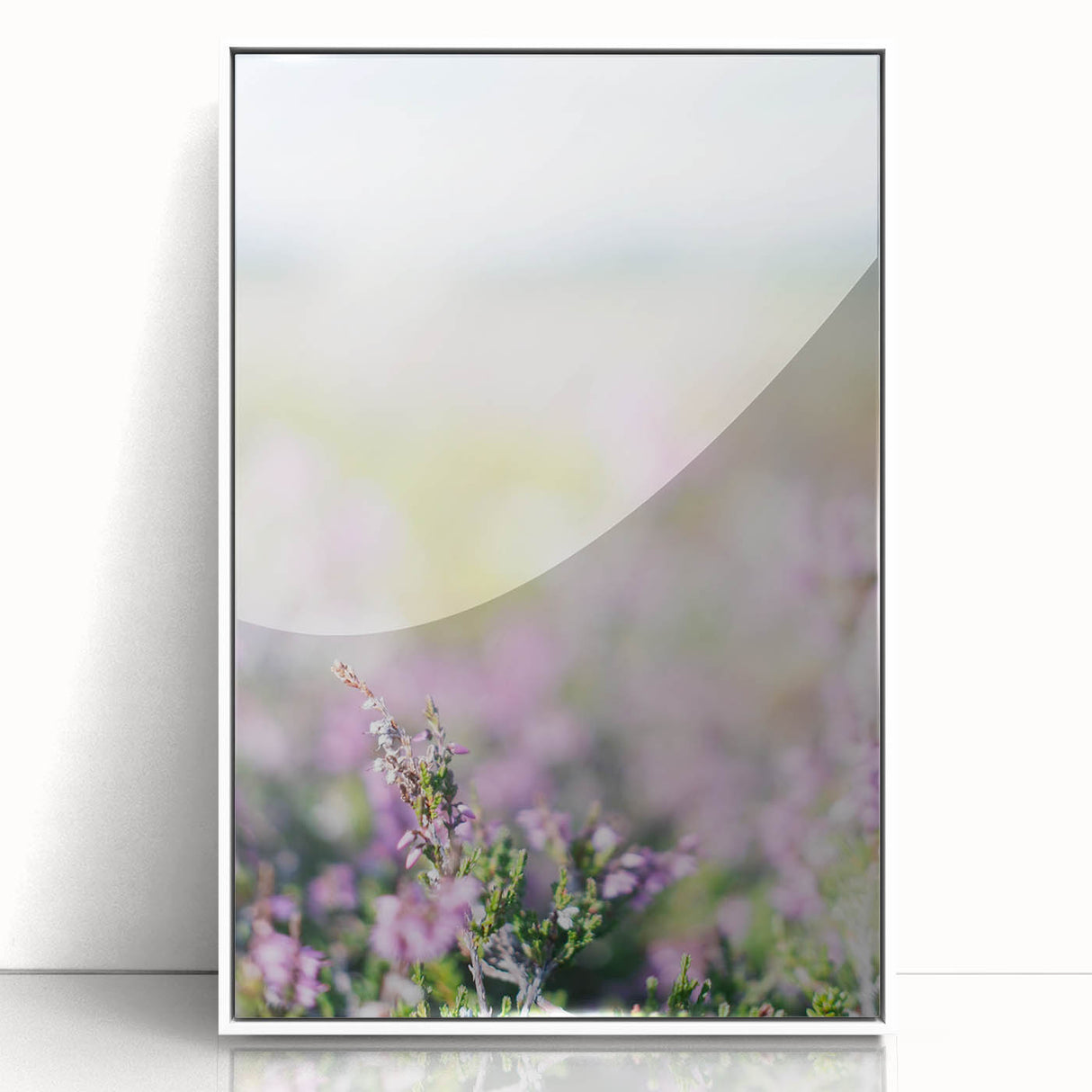 Art deco poster featuring a spring-themed design in pastel shades on a white framed acrylic, ideal for nursery wall art.