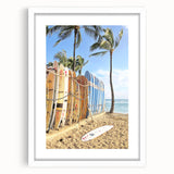 Abstract art print featuring swirling blue and green patterns on a white framed canvas, suitable for dining room decor.