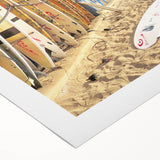 Art deco poster featuring a summer-themed design in vibrant colors on rolled canvas, suitable for dining room decor.