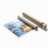 Extra large rolled print featuring a summer floral design in vibrant colors, ideal for classy bathroom wall art.
