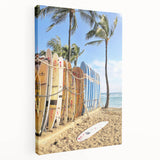 Summer-themed abstract art on stretched canvas, featuring warm orange and yellow tones, ideal for kitchen wall art.